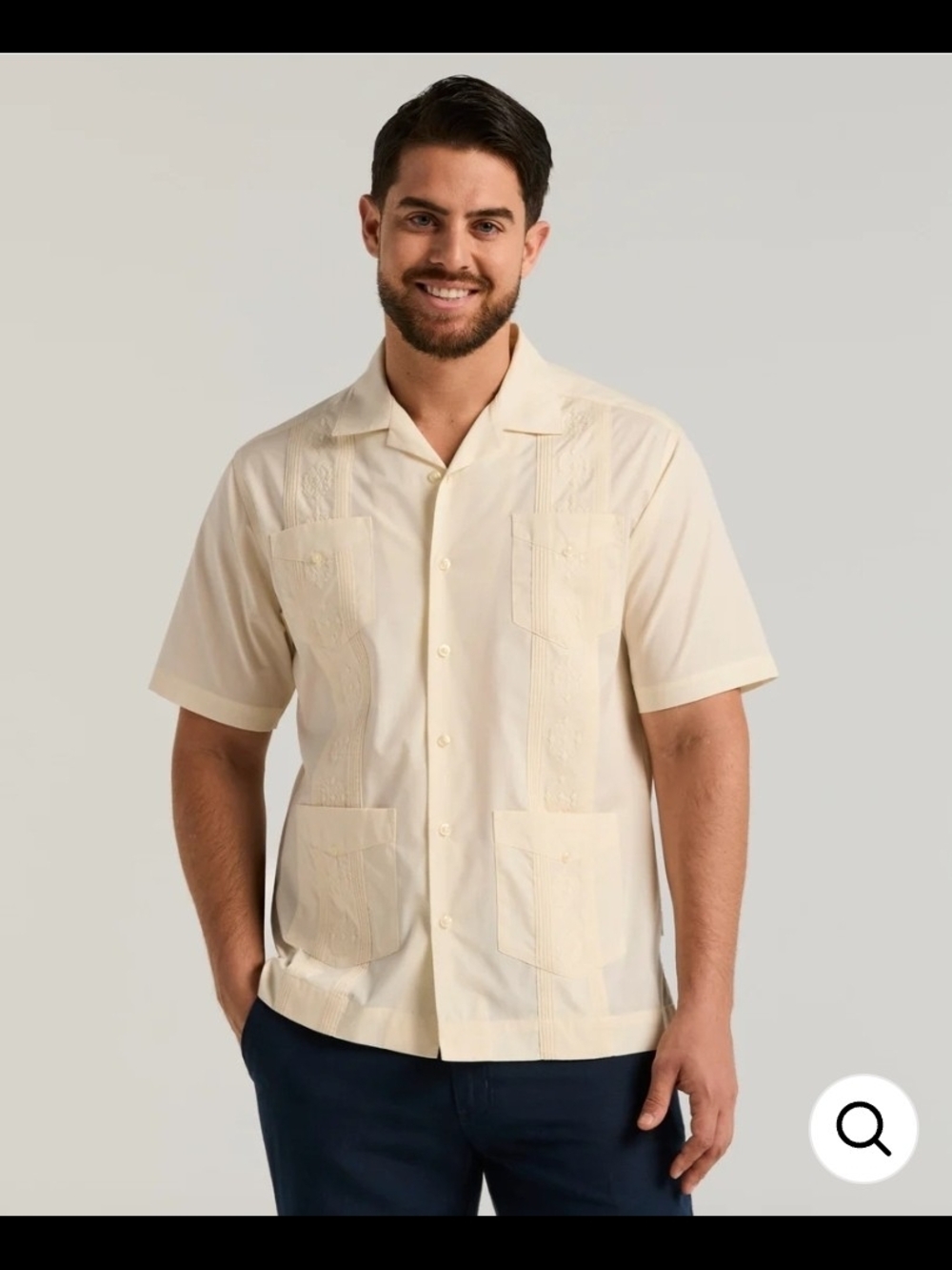 Men's Short Sleeve Guayabera Shirt in Cream
